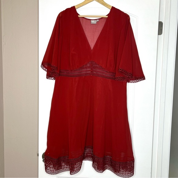 ASOS DESIGN dark red Curve mini tea dress size 16 - Picture 5 of 14